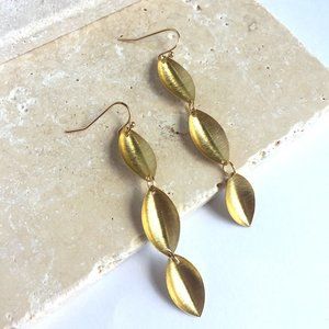 Egyptian style long Brushed Gold Earrings